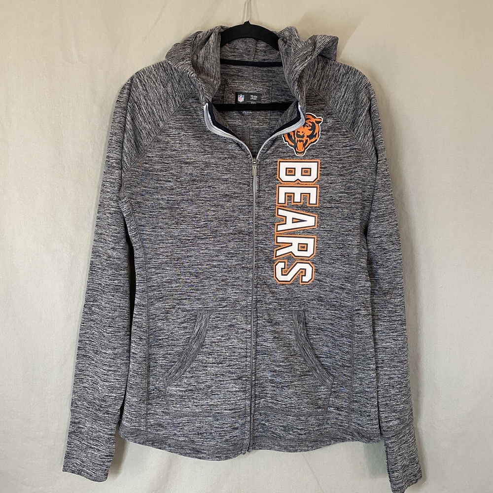 NFL Chicago Bears Womens Medium Team Apparel  Zip-Up Hooded Fleece‎ Lined Jacket